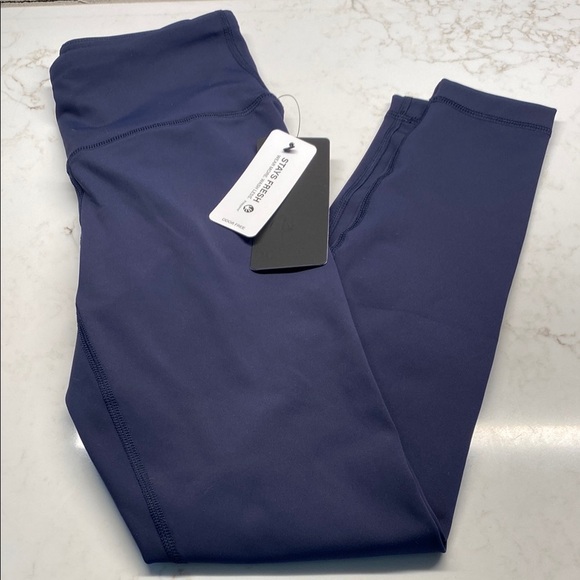 Leggings High Waist Yoga Sport 90 Degree By Reflex Athleisure Navy Blue Size XS - Picture 6 of 10